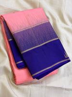 Load image into Gallery viewer, Classic Peach &amp; Steel Blue Elegance Kanchipuram Handloom Silk Saree SS28637

