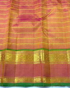 Classic Lime Yellow & Orange 2gm Zari Kanchipuram Handloom Silk Saree SS25579