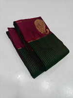 Load image into Gallery viewer, Classic Deep Green &amp; Dark Pink 2gm Zari Bridal Elegance Kanchipuram Handloom Silk Saree SS28643
