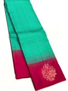 Sea Green & Reddish Pink Elegance Kanchipuram Handloom Silk Saree SS23541