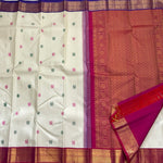 Load image into Gallery viewer, Classic Offwhite Pink &amp; Blue 1gm Zari Butta Korvai Elegance Kanchipuram Handloom Silk Saree SS28301
