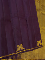 Load image into Gallery viewer, Classic Deep Plum Parrot Butta Small Border 2gm Zari Bridal Elegance Kanchipuram Handloom Silk Saree SS28369
