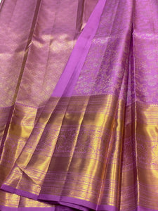 Classic Onion Pink 3gm Zari Meenakari Brocade Bridal Elegance Kanchipuram Handloom Silk Saree SS24702