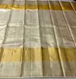 Load image into Gallery viewer, Rekha Inspired Classic Butter Cream &amp; Shimmer Gold 2gm Zari Kanchipuram Handloom Silk Saree SS25732
