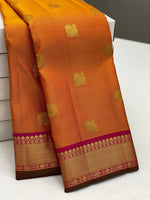 Load image into Gallery viewer, Classic Orange &amp; Pink 2gm Zari Elegance Kanchipuram Handloom Silk Saree SS23751
