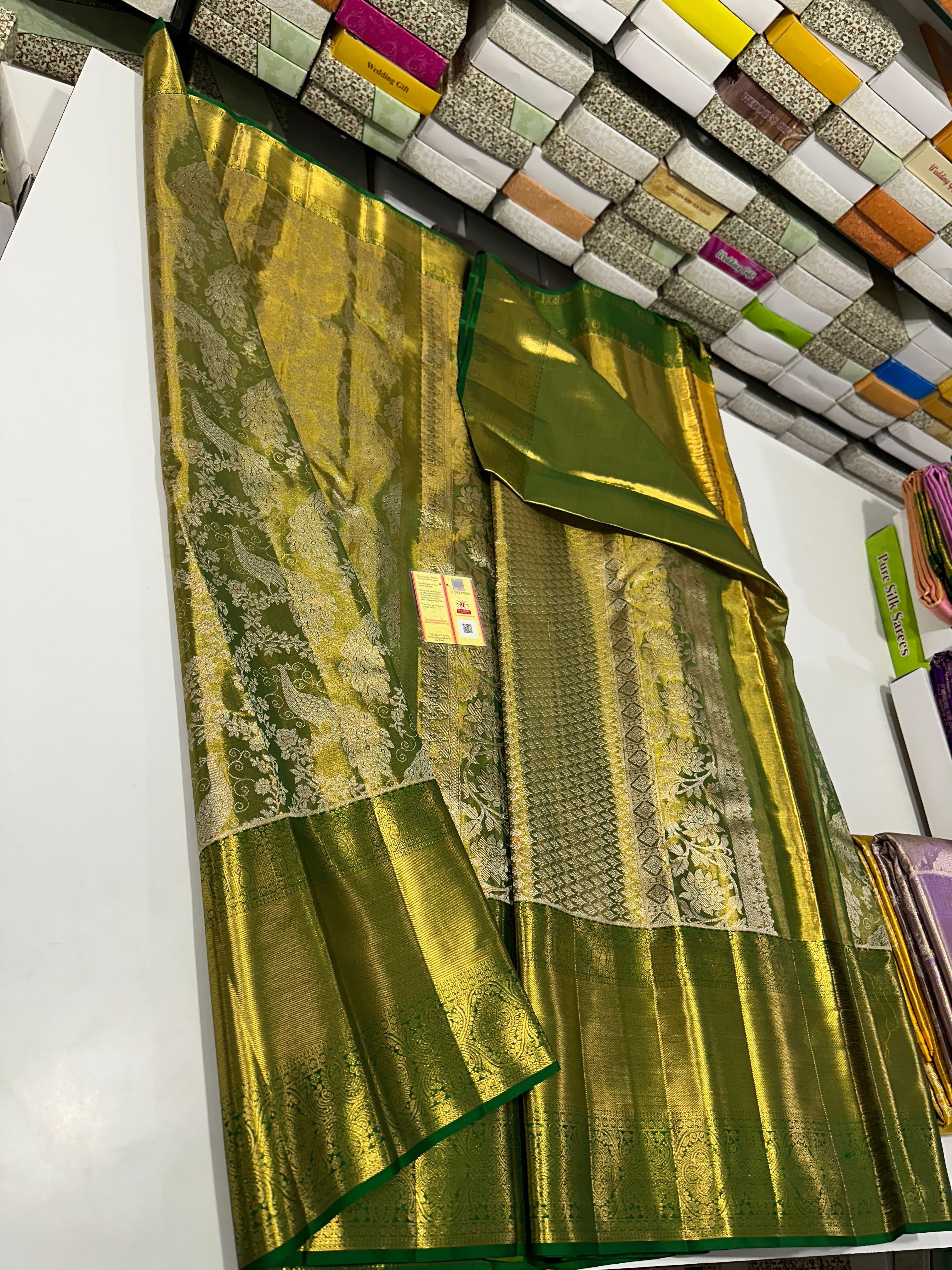 Classic Spring Green Bridal Elegance Kanchipuram Handloom Silk Saree SS24673