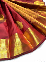 Load image into Gallery viewer, Classic Chestnut Brown 2gm Zari Elegance Kanchipuram Silk Saree SS24015
