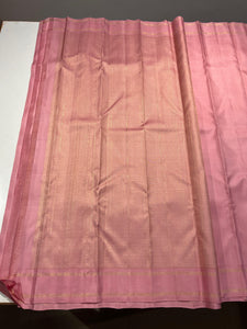 Classic Onion Pink 4gm Zari Korvai Elegance Kanchipuram Handloom Silk Saree SS23661