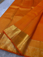 Load image into Gallery viewer, Classic Orange Elegance Kanchipuram Silk Saree SS23937
