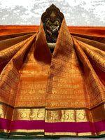 Load image into Gallery viewer, Classic Orange 2gm Zari Bridal Elegance Kanchipuram Handloom Silk Saree SS25982
