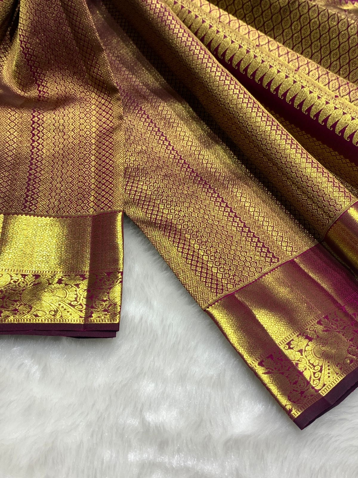 Classic Wine Pink 2gm Zari Bridal Elegance Kanchipuram Handloom Silk Saree SS25270
