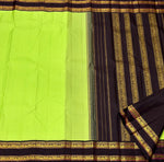 Load image into Gallery viewer, Classic Neon Green &amp; Black 2gm Zari Elegance Kanchipuram Handloom Silk Saree SS23552
