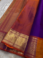 Load image into Gallery viewer, Classic Purple &amp; Mustard Rose Kanchipuram Handloom Silk Saree SS25959
