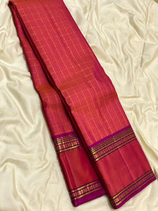 Classic Orange & Fuchsia Pink 2gm Zari Kanchipuram Handloom Silk Saree SS26249