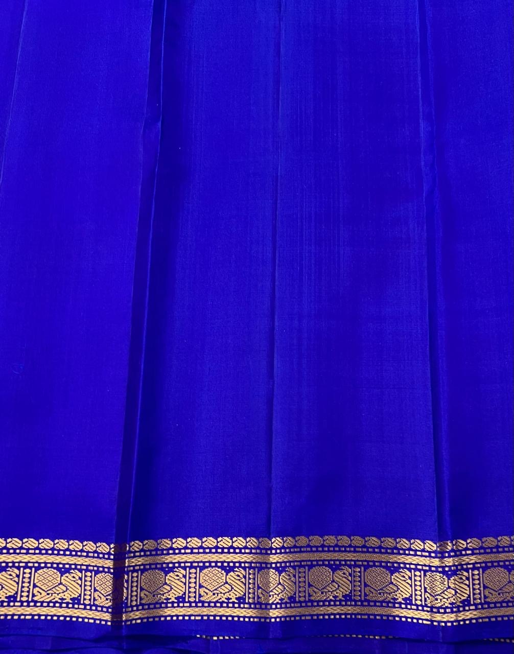 Classic Silver Grey Double Toned & Royal Blue 2gm Zari Kanchipuram Handloom Silk Saree SS26390