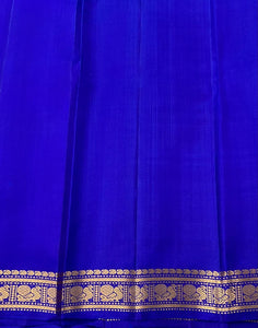 Classic Silver Grey Double Toned & Royal Blue 2gm Zari Kanchipuram Handloom Silk Saree SS26390
