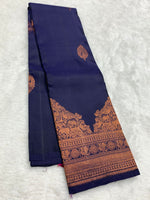 Load image into Gallery viewer, Classic Steel Blue &amp; Deep Pink 2gm Zari Elegance Kanchipuram Handloom Silk Saree SS25444
