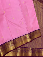 Load image into Gallery viewer, Classic Creamy Pink &amp; Vadamalli 1gm Zari Elegance Kanchipuram Handloom Silk Saree SS28072
