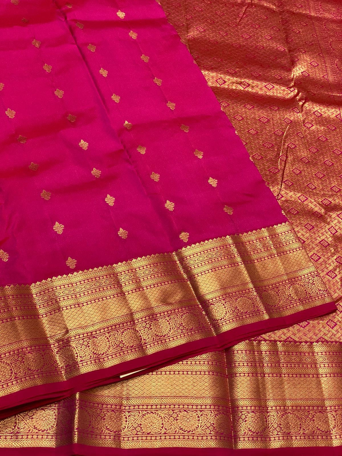 Classic Deep Pink 1gm Zari Elegance Kanchipuram Handloom Silk Saree SS23470