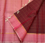 Load image into Gallery viewer, Classic Dark Pecan Chocolate &amp; Pink Elegance Kanchipuram Handloom Silk Saree SS27654
