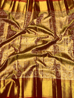 Load image into Gallery viewer, Classic Gold &amp; Red 2gm Zari Brocade Tissue Bridal Elegance Kanchipuram Handloom Silk Saree SS28291
