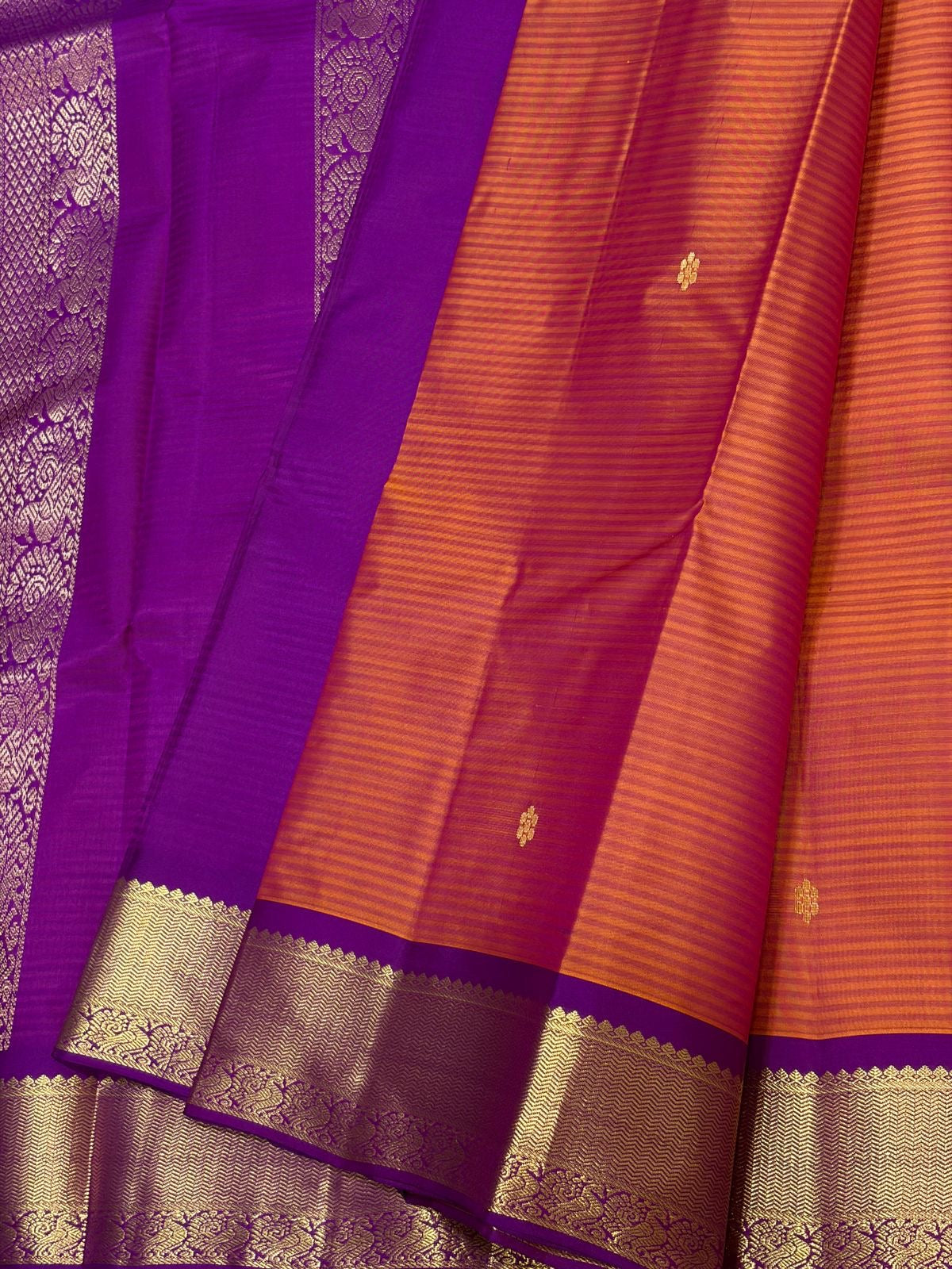 Classic Orange & Vadamalli Traditional Butta Kanchipuram Handloom Silk Saree SS26595