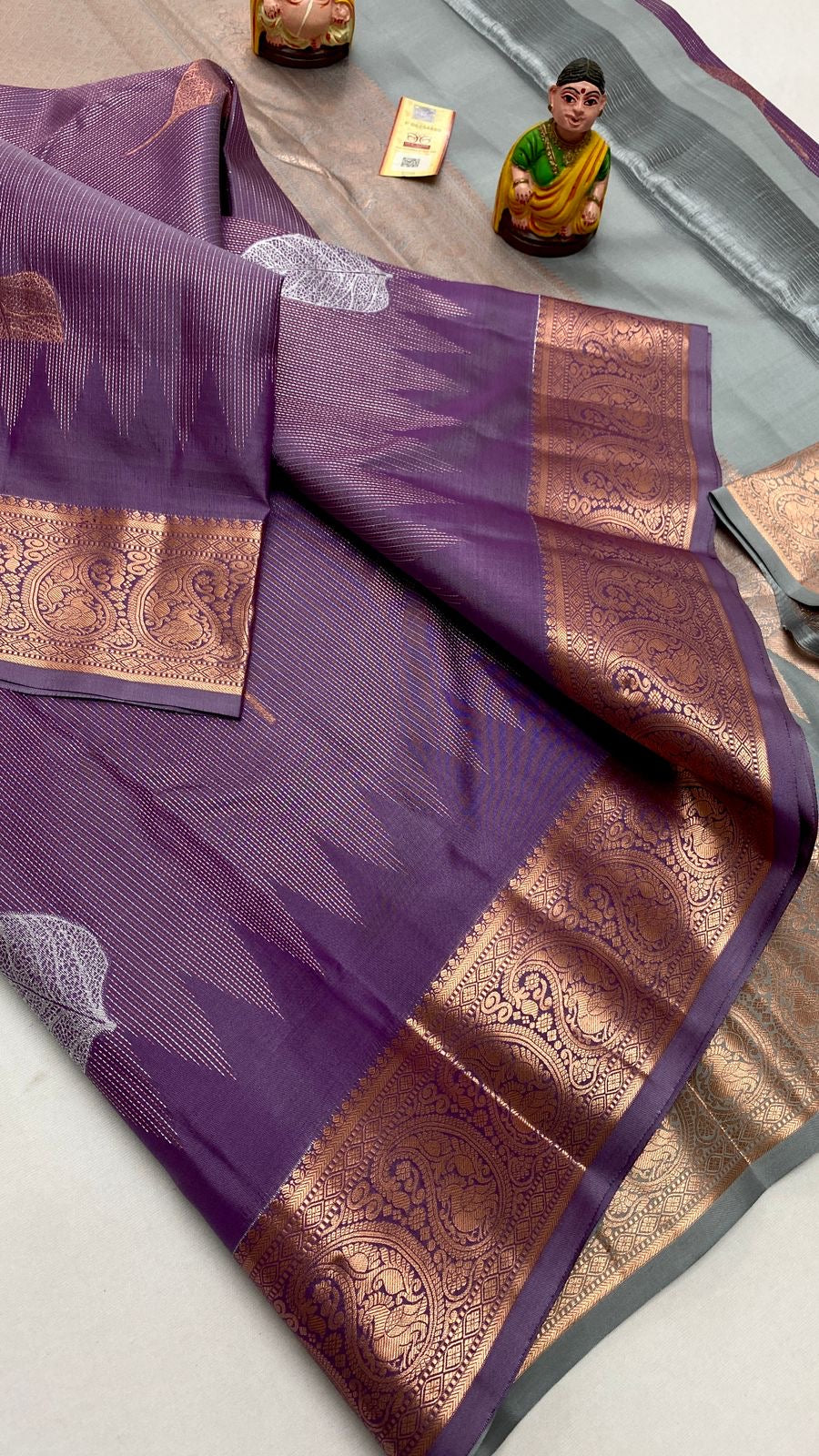 Classic Mauve & Light Grey Kanchipuram Handloom Silk Saree SS25682