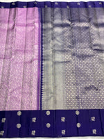 Load image into Gallery viewer, Pastel Lilac &amp; Steel Blue 2gm Zari Elegance Kanchipuram Handloom Silk Saree SS25367
