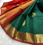 Load image into Gallery viewer, Classic Green &amp; Red 2gm Zari Elegance Kanchipuram Handloom Silk Saree SS24395
