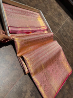 Load image into Gallery viewer, Classic Blush Pink Tint Bridal Elegance Tissue Kanchipuram Handloom Silk Saree SS27988
