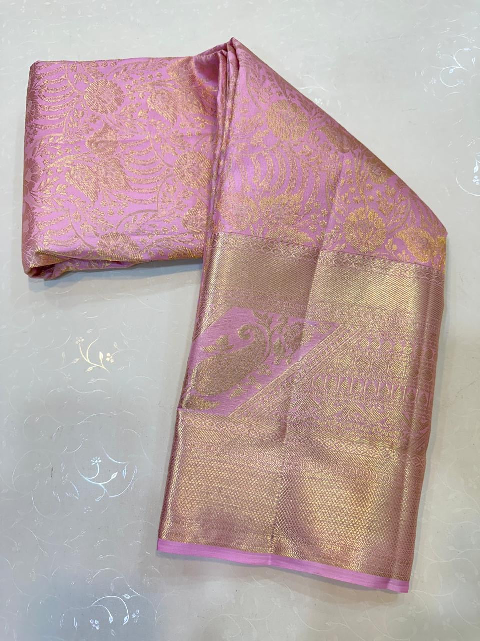 Pastel Lilac Elegance Kanchipuram Handloom Silk Saree SS24691