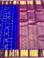 Load image into Gallery viewer, Classic Robin Blue &amp; Purple 2gm Zari Elegance Kanchipuram Handloom Silk Saree SS25364
