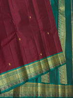 Load image into Gallery viewer, Classic Maroon &amp; Teal Green Traditional Butta Kanchipuram Handloom Silk Saree SS26589
