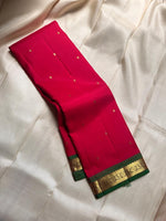 Load image into Gallery viewer, Classic Cherry Red &amp; Olive Green Elegance Kanchipuram Handloom Silk Saree SS25391
