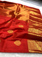 Load image into Gallery viewer, Classic Orange Elegance Kanchipuram Handloom Silk Saree SS25433
