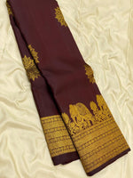 Load image into Gallery viewer, Classic Coffee Brown 2gm Zari Bridal Elegance Kanchipuram Handloom Silk Saree SS24521
