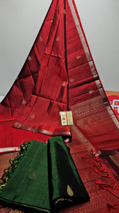 Classic Cherry Red Elegance Handloom Soft Silk Saree SS24149