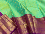 Load image into Gallery viewer, Classic Sea Green &amp; Vadamalli 1gm Zari Elegance Kanchipuram Handloom Silk Saree SS24806
