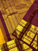 Load image into Gallery viewer, Mango Yellow &amp; Mahogany Red 2gm Zari Kanchipuram Handloom Silk Saree SS25828
