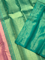 Load image into Gallery viewer, Classic Rose Pink &amp; Sea Green 2gm Zari Elegance Kanchipuram Handloom Silk Saree SS27496
