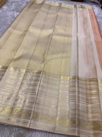 Load image into Gallery viewer, Classic Peach Tint &amp; Offwhite 2gm Zari Bridal Elegance Kanchipuram Handloom Silk Saree SS24768
