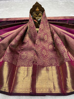 Load image into Gallery viewer, Classic Wine Red 2gm Zari Bridal Elegance Kanchipuram Handloom Silk Saree SS28197
