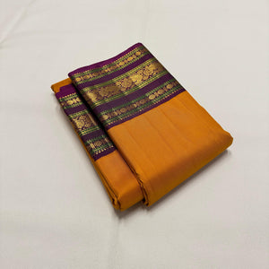 Classic Golden Yellow & Wine Red 2gm Zari Elegance Kanchipuram Handloom Silk Saree SS24628