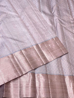 Load image into Gallery viewer, Pastel Grey 2gm Antique Zari Bridal Elegance Kanchipuram Handloom Silk Saree SS25326
