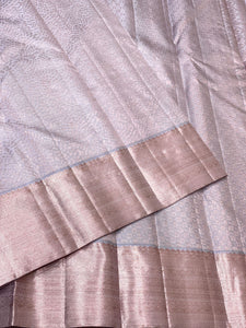 Pastel Grey 2gm Antique Zari Bridal Elegance Kanchipuram Handloom Silk Saree SS25326