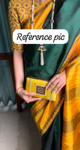 Classic Bottle Green & Mustard Yellow Thread Korvai Kanchipuram Handloom Silk Saree SS25954