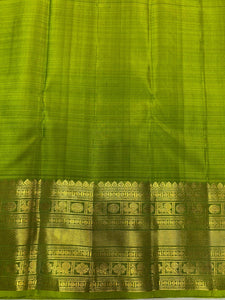 Classic Peacock Green & Olive Green 2gm Gold Zari Elegance Kanchipuram Silk Saree SS23856