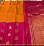 Load image into Gallery viewer, Classic Mango Yellow &amp; Deep Pink 2gm Zari Elegance Kanchipuram Handloom Silk Saree SS25192
