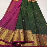 Load image into Gallery viewer, Classic Bottle Green &amp; Deep Pink Vaira Oosi Kattam 2gm Zari Kanchipuram Handloom Silk Saree SS25937
