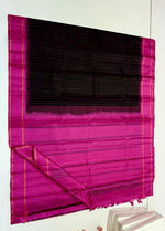 Load image into Gallery viewer, Classic Black &amp; Deep Pink Elegance Kanchipuram Handloom Silk Saree SS25312
